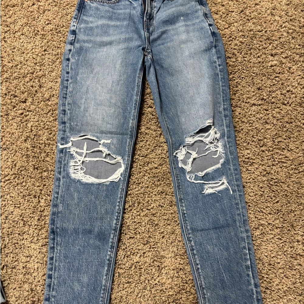American Eagle Outfitters Blue Distressed Boyfriend Jeans